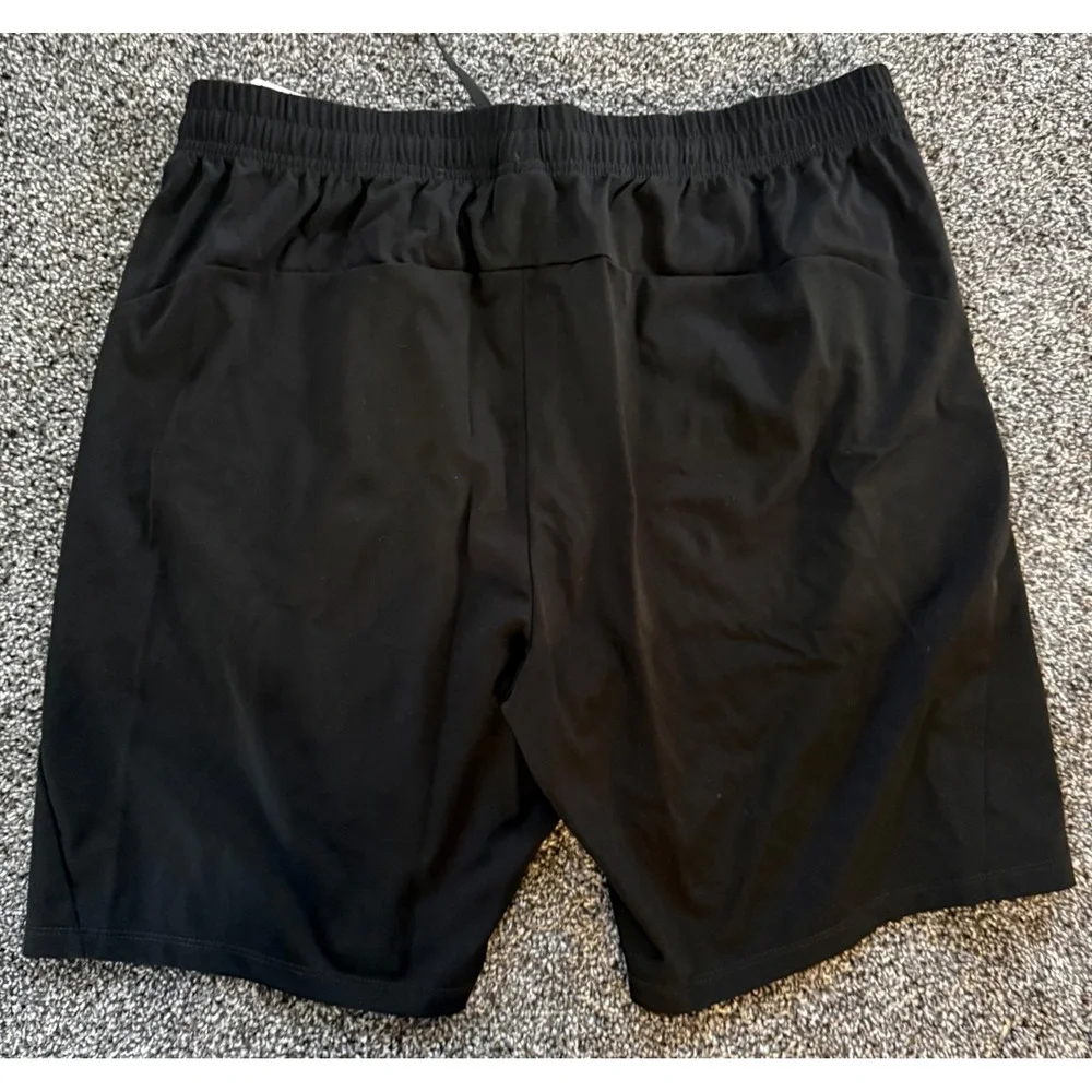 Mens Black Athletic Shorts 2XL Drawstring Elastic Waist Zipper Pocket NWT